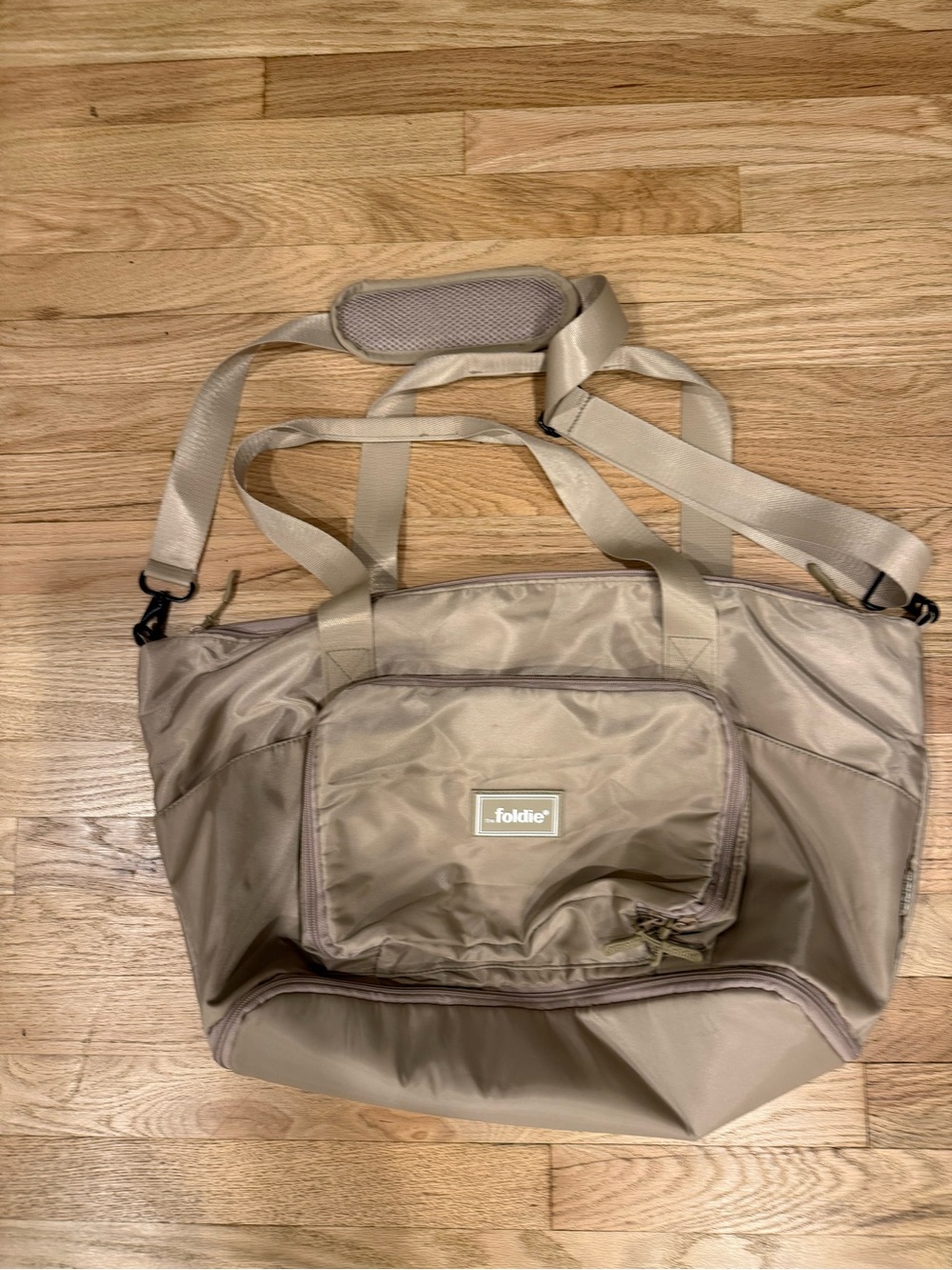 Foldie Beige Travel Tote with Multiple Carry Options